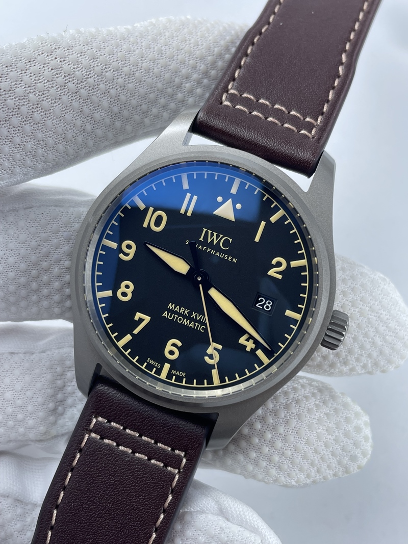 (준비완료/특급배송)NO.1252/V7공장 IWC 마크18 티타늄 블랙다이얼 가죽